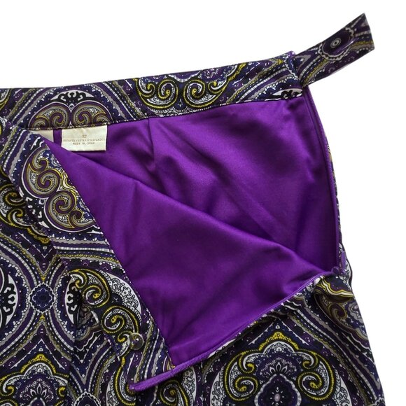 E.P. Pro Size 12 Purple & Gold Paisley Skort Side Zip Golf Tennis Skirt Pockets - Picture 9 of 12